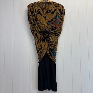 Vintage Barbara Barbara Womens Ruched Cocktail Cruise Island Midi Dress Size M